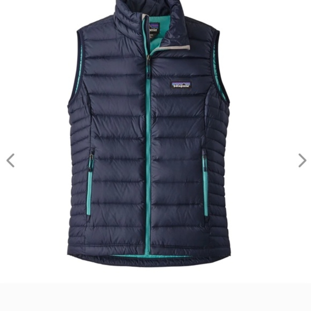 Patagonia Women's Navy Blue and Ocean Down Sweater Vest